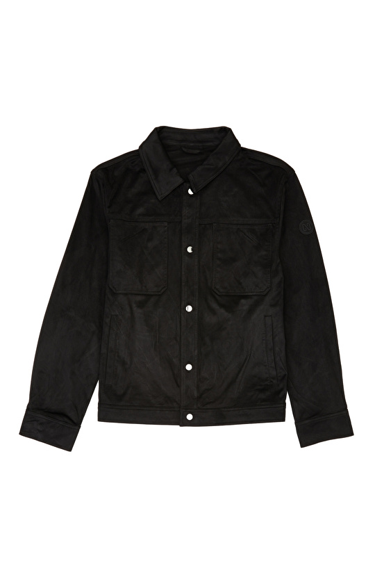 Siyah Slim Fit Yan Cep Detaylı Dış Gömlek