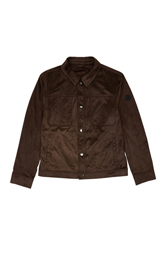 Acı Kahve Slim Fit Yan Cep Detaylı Dış Gömlek