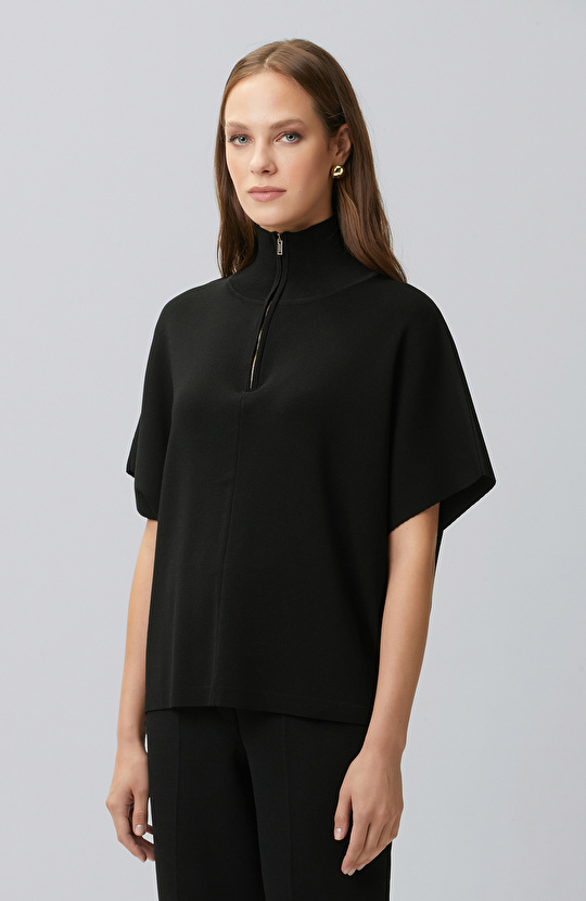 Black Loose Form Basic Knit Sweater