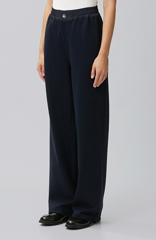 Navy Blue Glitter Striped Sweatpants