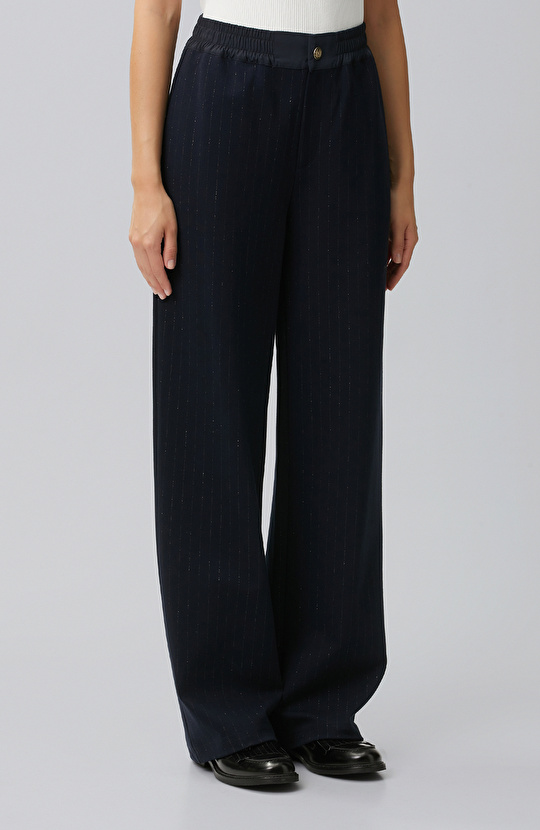 Navy Blue Glitter Striped Sweatpants