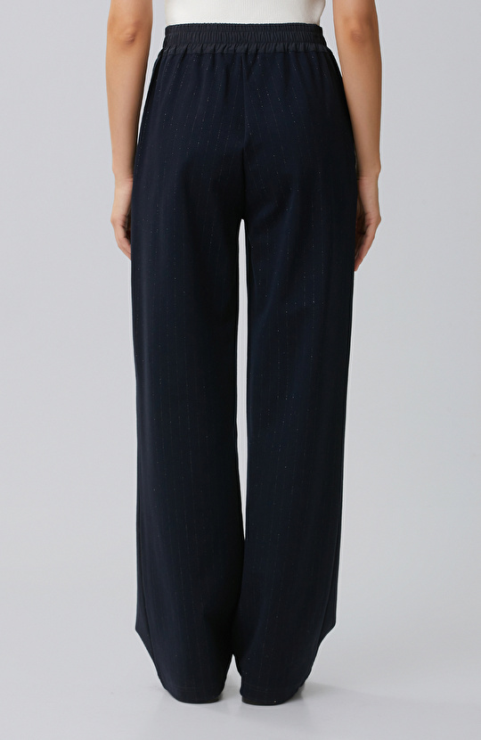 Navy Blue Glitter Striped Sweatpants
