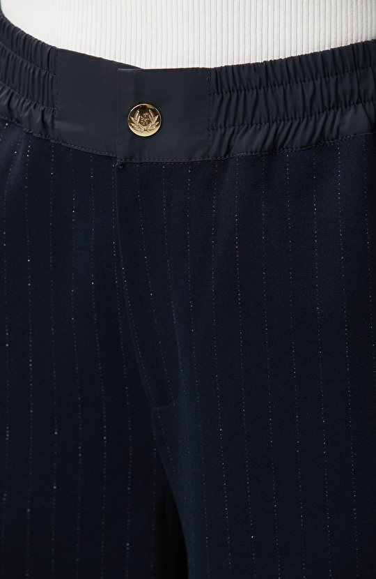Navy Blue Glitter Striped Sweatpants