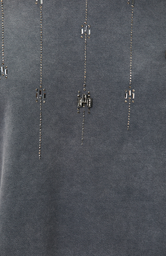 Antrasit Taş Detaylı Yıkamalı Sweatshirt
