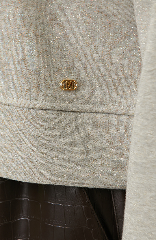 Mink Melange Polo Collar Silvery Sweatshirt