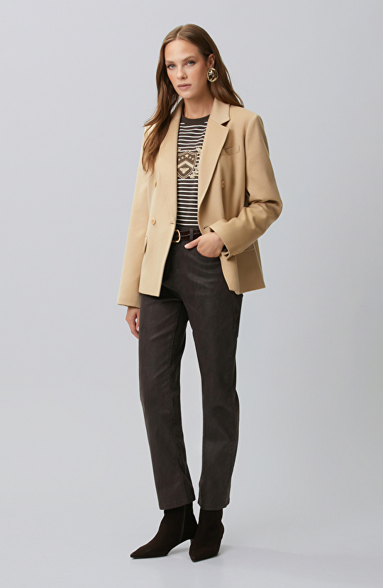 Bitter Brown Ecru Woven Garnish Sweatshirt