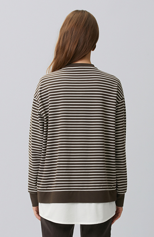 Bitter Brown Ecru Woven Garnish Sweatshirt