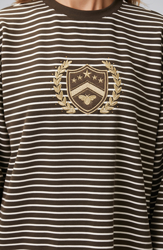Bitter Brown Ecru Woven Garnish Sweatshirt