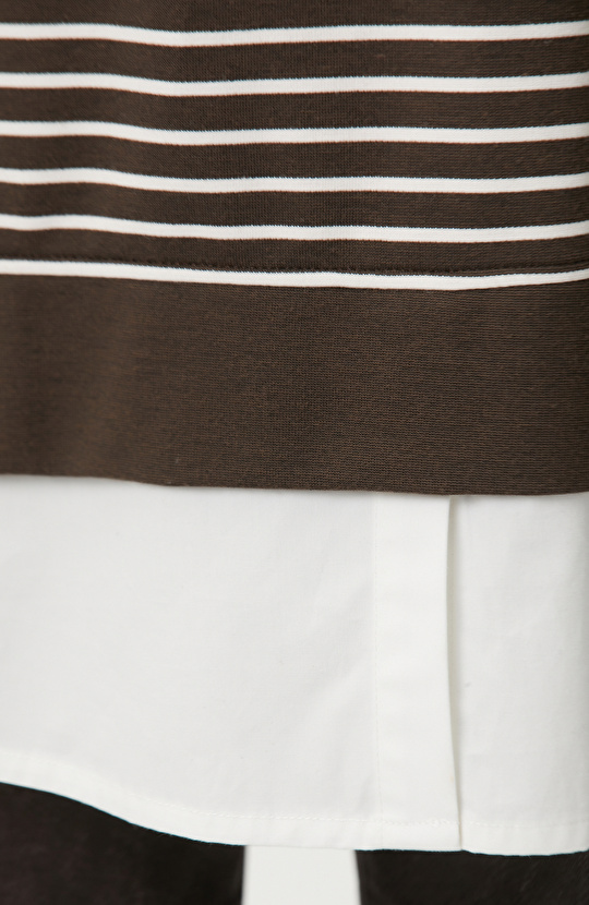 Bitter Brown Ecru Woven Garnish Sweatshirt