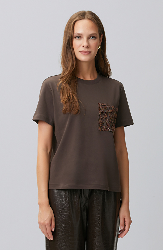 Acı Kahve Cep Detaylı T-shirt