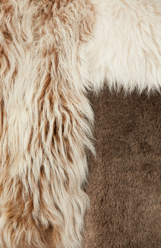 Limited Off White Beige Color Block Leather Coat