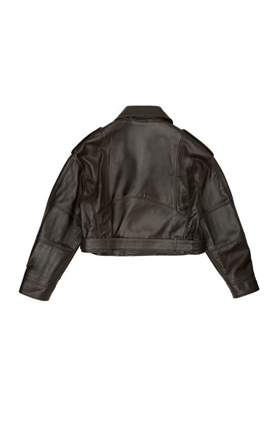 Kahverengi Biker Deri Mont