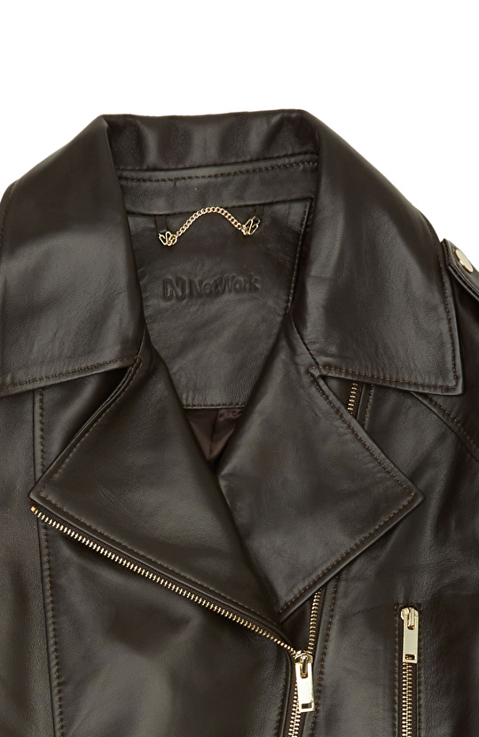 Kahverengi Biker Deri Mont