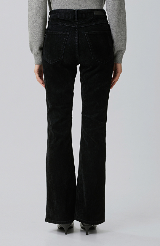 Siyah Flok Baskılı Denim Pantolon
