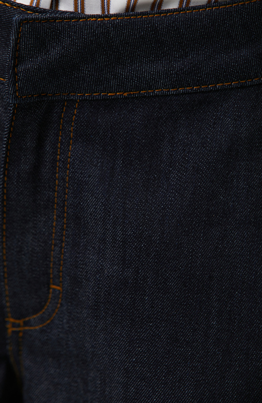 Koyu Indigo Mavi Flare Denim Pantolon