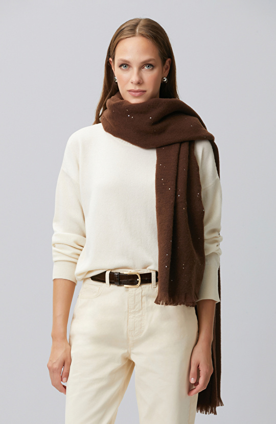 Women's Shawl with Brown Lurex