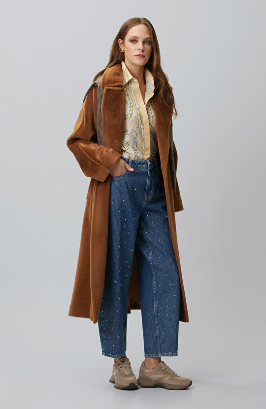 İndigo Barrel Fit Denim Pantolon