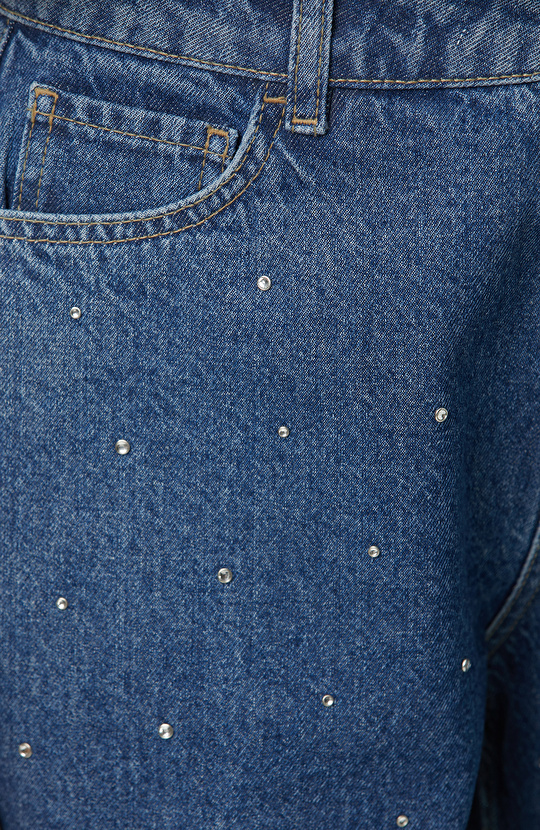 İndigo Barrel Fit Denim Pantolon