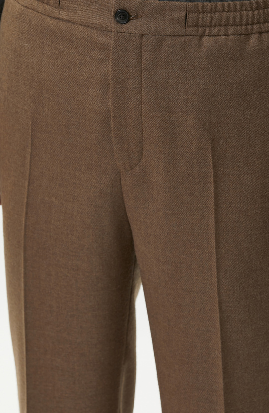 Camel Beli Lastikli Yün Pantolon