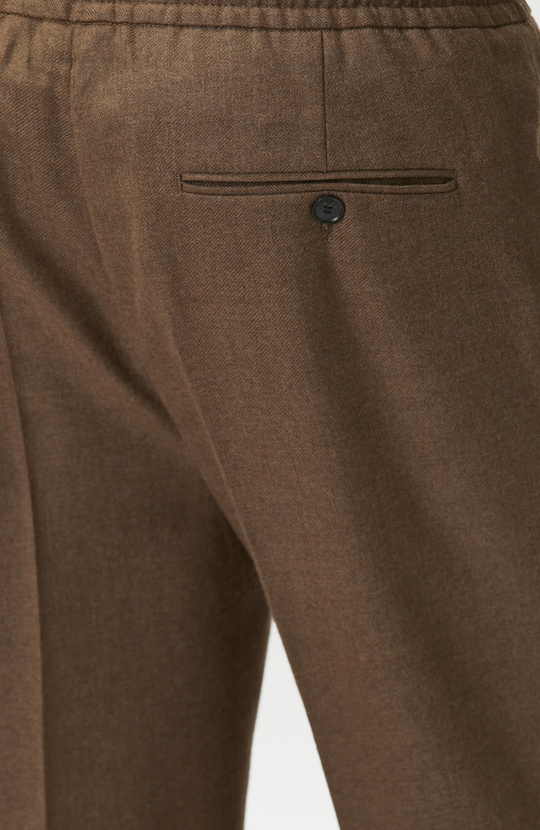 Camel Beli Lastikli Yün Pantolon