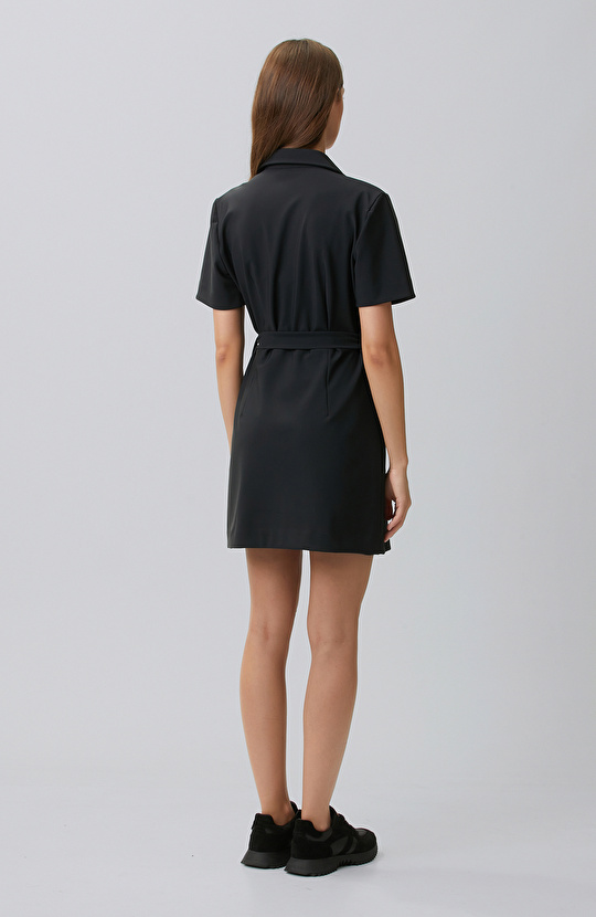 N-Tech Black Buckle Belt Detailed Dress