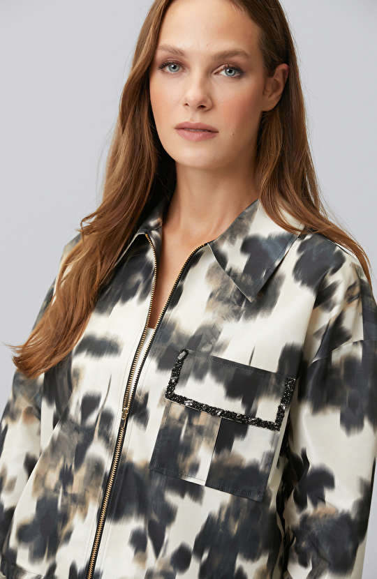 N-Tech Black Beige Rib Detailed Outer Shirt