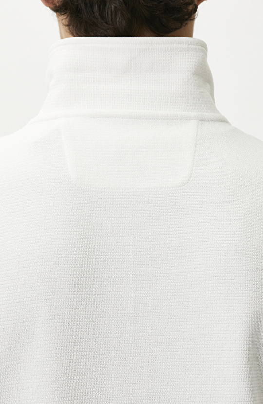 Kırık Beyaz Polo Yaka Fermuarlı Sweatshirt
