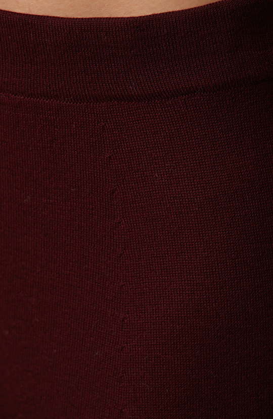 Bordo Yün Triko Etek