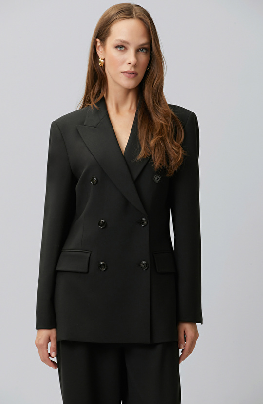 Black Wool Blend Padded Jacket