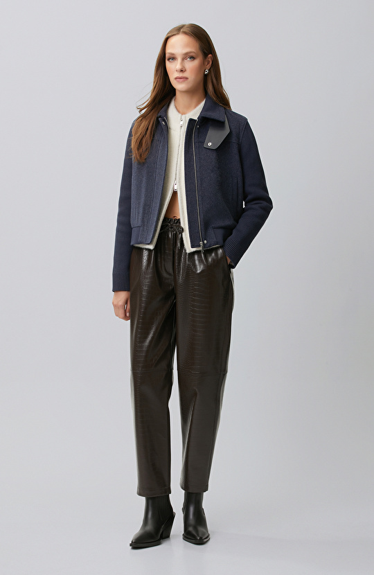 Indigo Sleeves Knitwear Wool Blend Coat