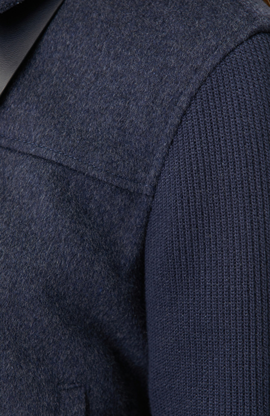 Indigo Sleeves Knitwear Wool Blend Coat