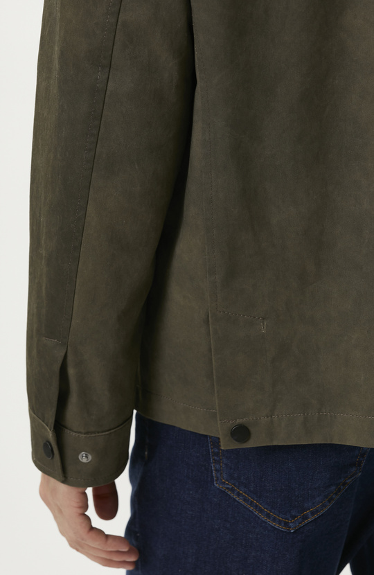 Haki Yakası Fitilli Batik Coat Ceket