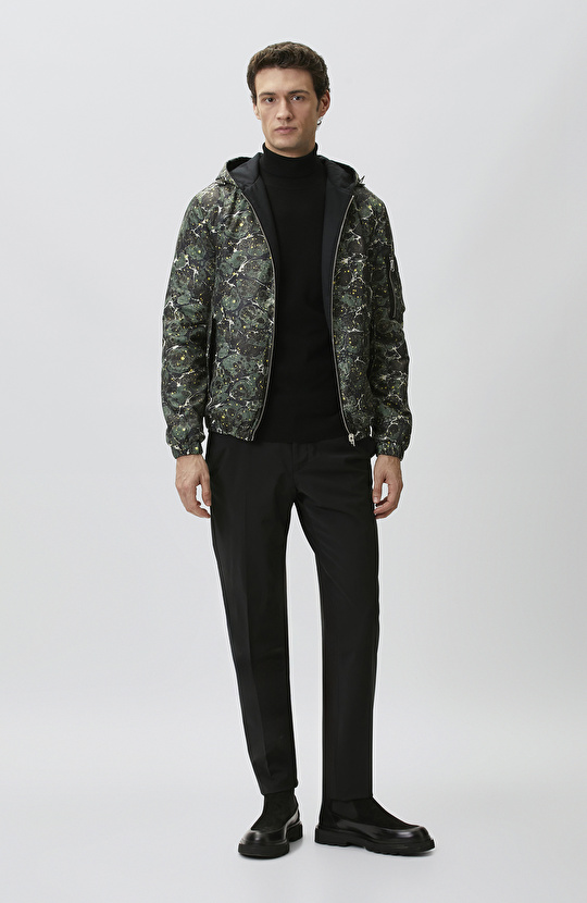 Khaki Marbling Double-Sided Patterned Coat
