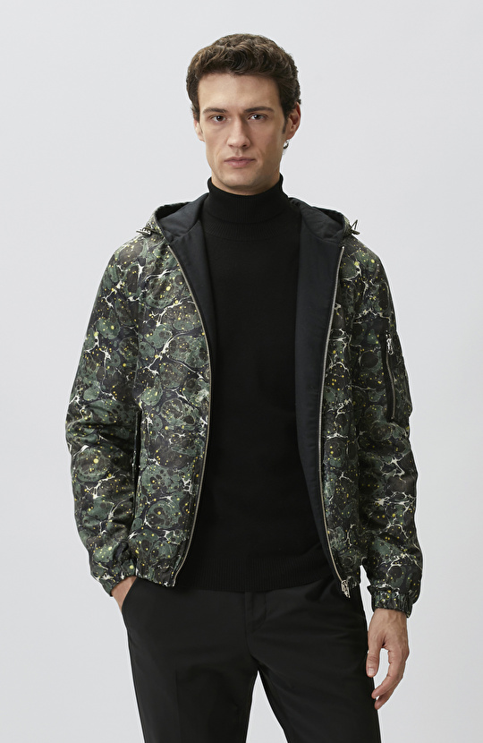 Khaki Marbling Double-Sided Patterned Coat