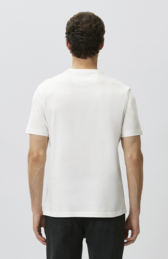 Beyaz Ebru Desenli T-shirt
