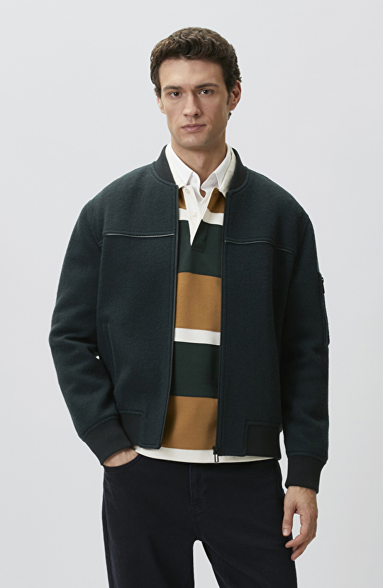 Yeşil Yün Bomber Mont