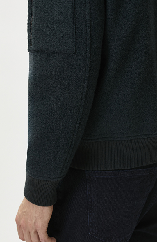 Yeşil Yün Bomber Mont