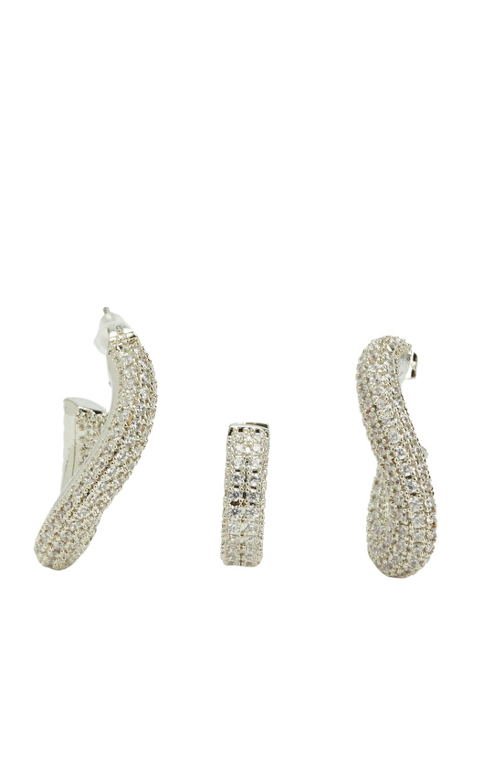 Silver Cuff Detaylı Kadın Halka Küpe