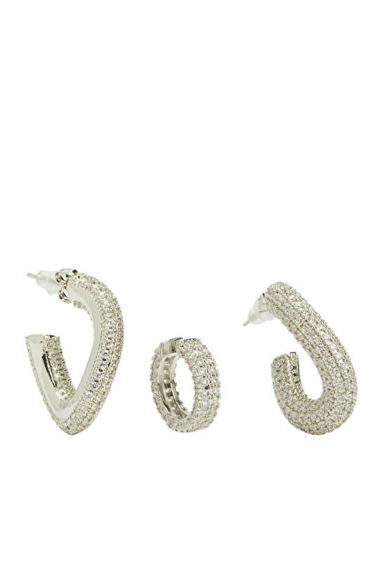 Silver Cuff Detaylı Kadın Halka Küpe