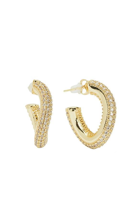 Gold Oval Formlu Kadın Halka Küpe