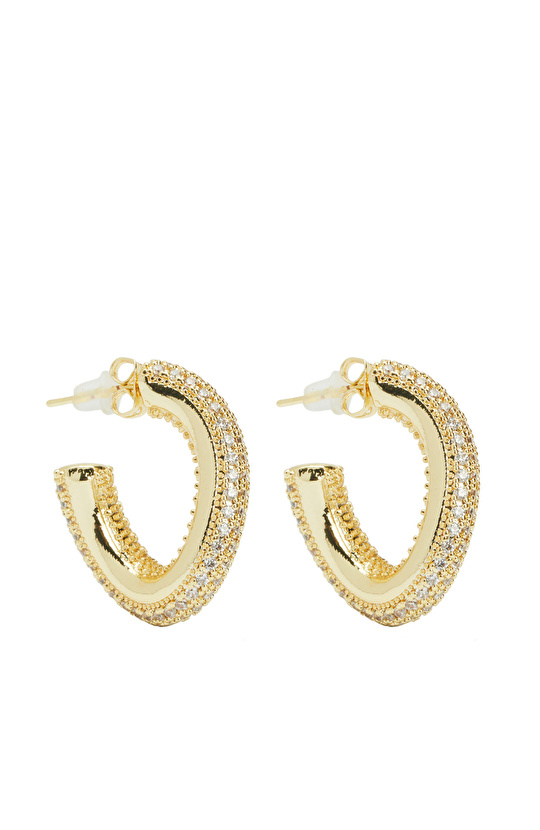 Gold Oval Formlu Kadın Halka Küpe