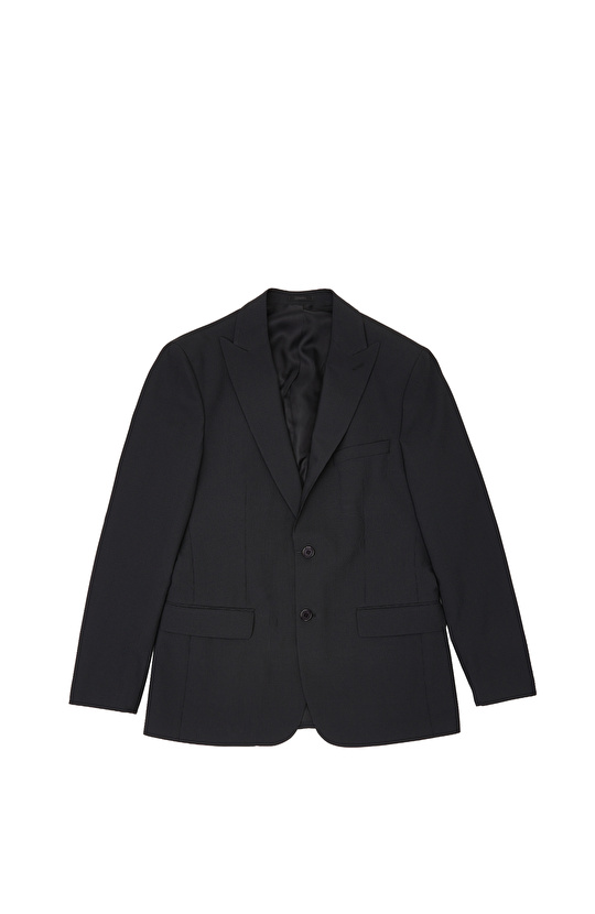 Slim Fit Siyah Piplapel Yaka Çizgili Takım Elbise