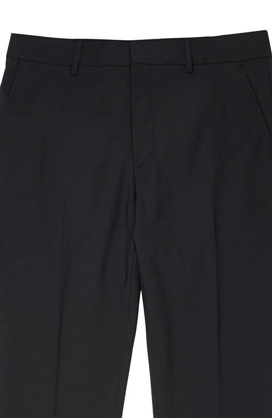 Slim Fit Siyah Piplapel Yaka Çizgili Takım Elbise