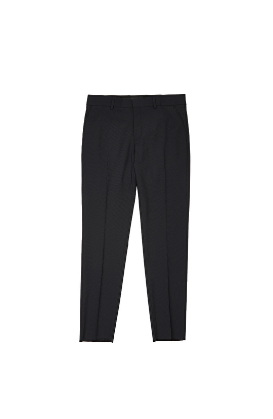 Slim Fit Siyah Piplapel Yaka Çizgili Takım Elbise