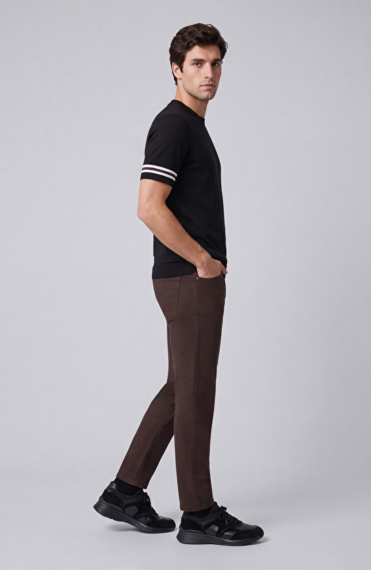 Black Sleeve Detail Block Patterned Short Sleeve Sweater
