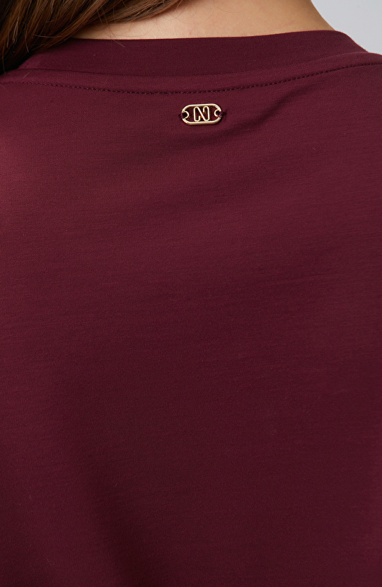 Bordo Basic Bisiklet Yaka T-shirt