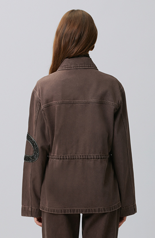Regular Fit; Ceket Yaka; Cepli; Patch Detaylı; Denim Mont