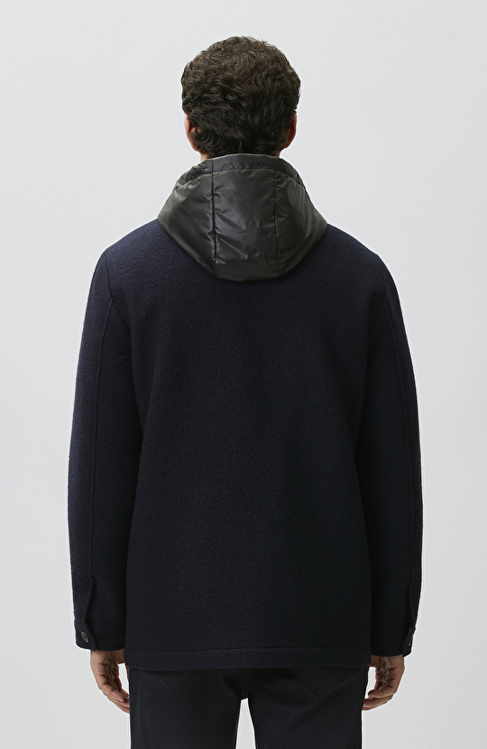 Lacivert Yün Casual Kaban