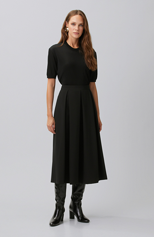Siyah Rayon Basic Kazak
