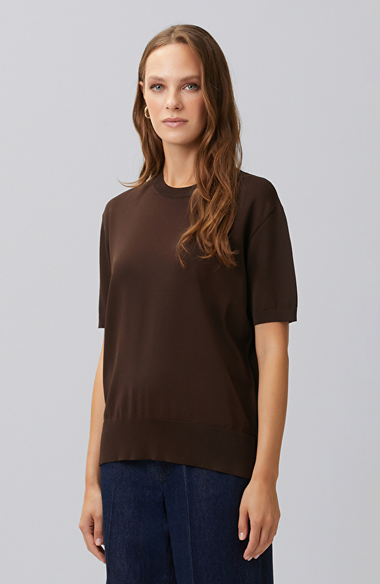 Kahverengi Rayon Basıc Kazak
